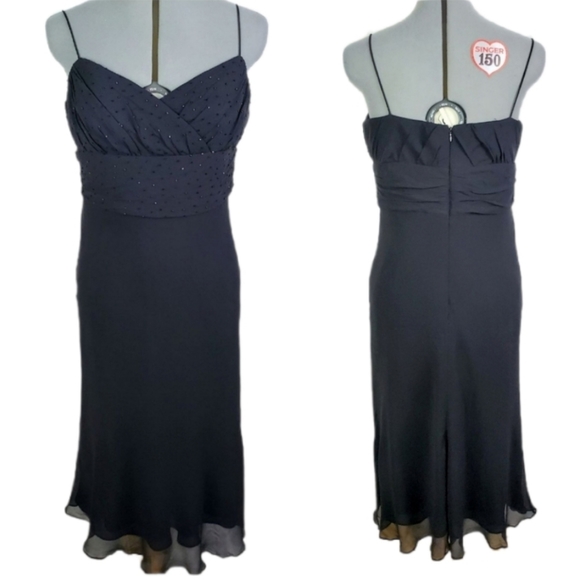 Vtg 90s Eliza J silk beaded evening slip dress 10P - Picture 6 of 6